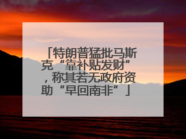 特朗普猛批马斯克“靠补贴发财”，称其若无政府资助“早回南非”